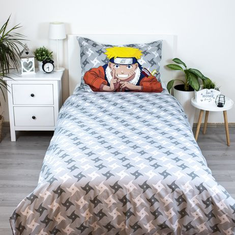 Naruto Grey Σετ Μονή Παπλωματοθήκη Βαμβακερή 2 Τεμαχίων 140×200 και 70×90 cm 5905538