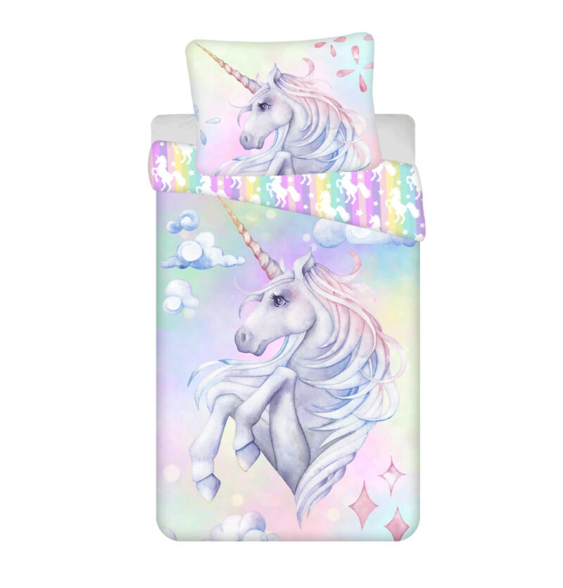 Unicorn Pastel Rainbow Σετ Μονή Παπλωματοθήκη Βαμβακερή 2 Τεμαχίων 140×200 και 70×90 cm 5901532