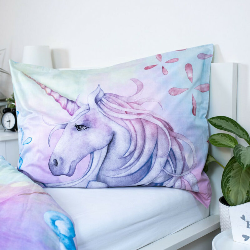 Unicorn Pastel Rainbow Σετ Μονή Παπλωματοθήκη Βαμβακερή 2 Τεμαχίων 140×200 και 70×90 cm 5901535