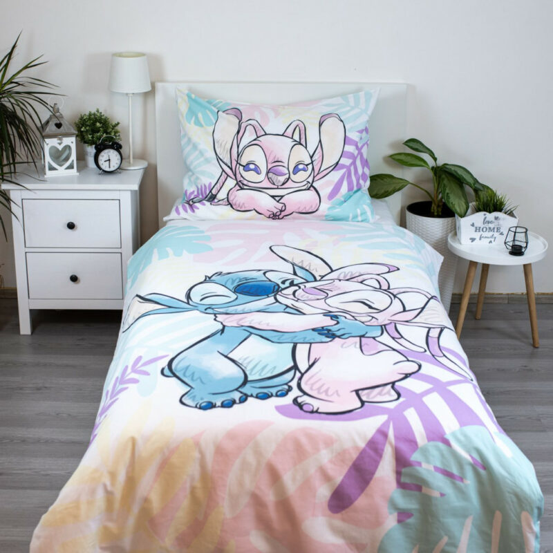 Disney Lilo and Stitch Leaves Σετ Μονή Παπλωματοθήκη Βαμβακερή 2 Τεμαχίων 140×200 και 70×90 cm 5882541