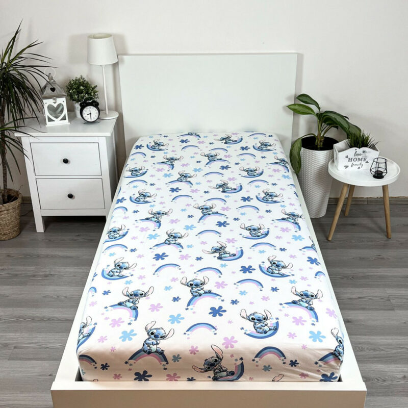 Disney Lilo and Stitch Rainbow παιδικό σεντόνι μονό με λάστιχο 90×200 cm 5882580