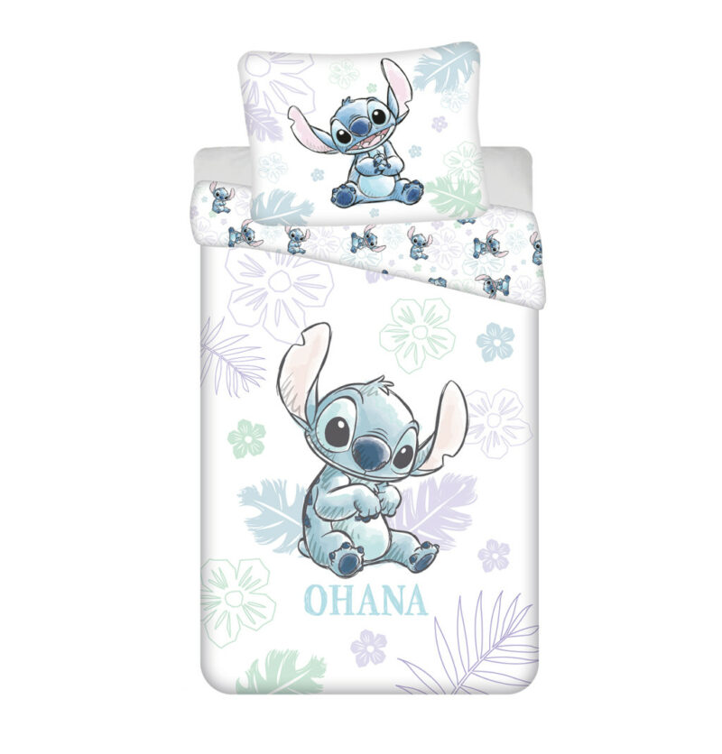 Disney Lilo and Stitch Ohana White Σετ Μονή Παπλωματοθήκη Βαμβακερή 2 Τεμαχίων 140×200 και 70×90 cm 5881488
