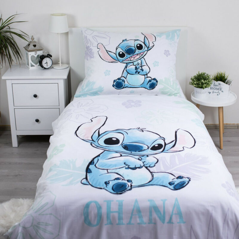 Disney Lilo and Stitch Ohana White Σετ Μονή Παπλωματοθήκη Βαμβακερή 2 Τεμαχίων 140×200 και 70×90 cm 5881489