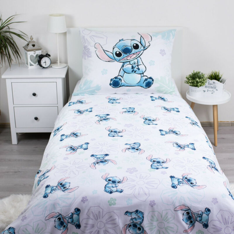 Disney Lilo and Stitch Ohana White Σετ Μονή Παπλωματοθήκη Βαμβακερή 2 Τεμαχίων 140×200 και 70×90 cm 5881490