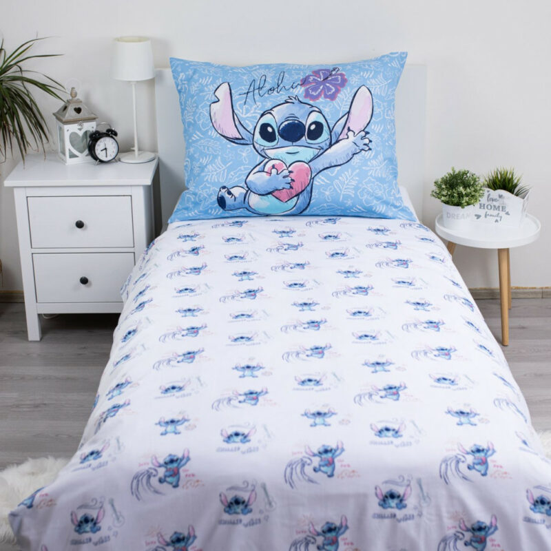 Disney Lilo and Stitch Wave Σετ Μονή Παπλωματοθήκη Βαμβακερή 2 Τεμαχίων 140×200 και 70×90 cm 5881822