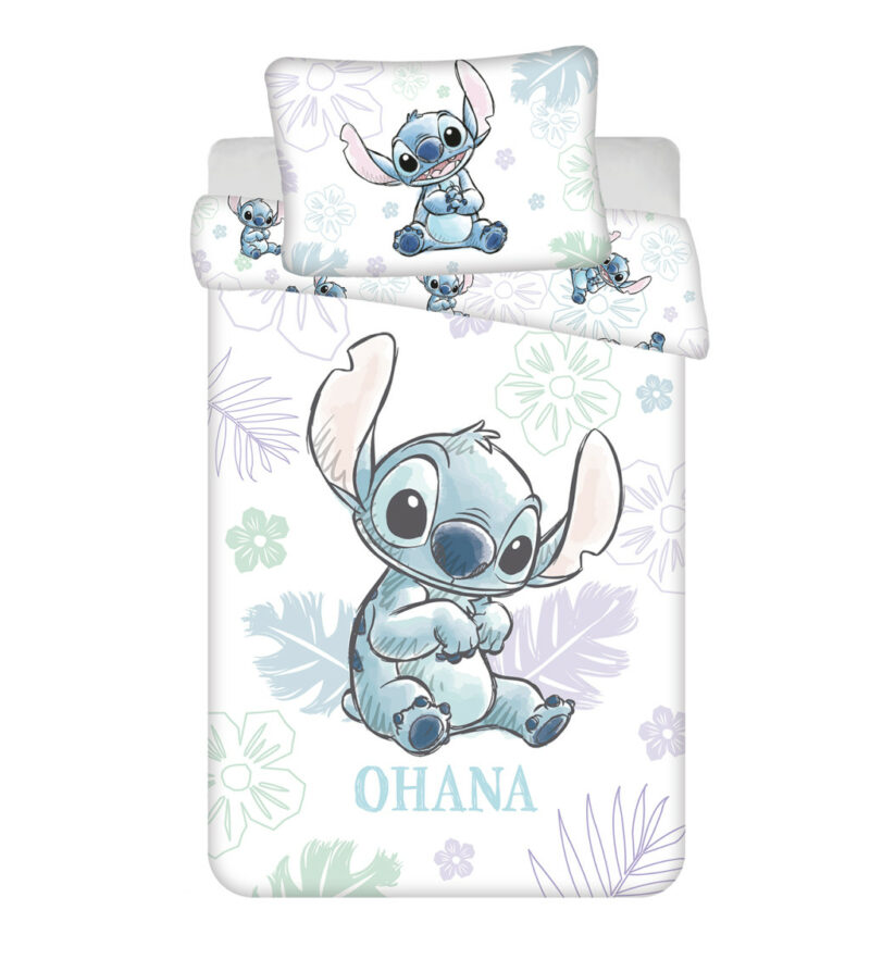 Disney Lilo and Stitch Ohana White Βρεφικό Βαμβακερό Σετ Παπλωματοθήκης 2 Τεμαχίων 100×135 και 40×60 cm 5899547