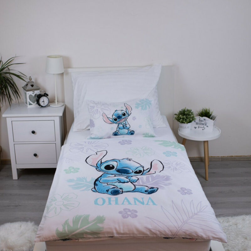 Disney Lilo and Stitch Ohana White Βρεφικό Βαμβακερό Σετ Παπλωματοθήκης 2 Τεμαχίων 100×135 και 40×60 cm 5899550
