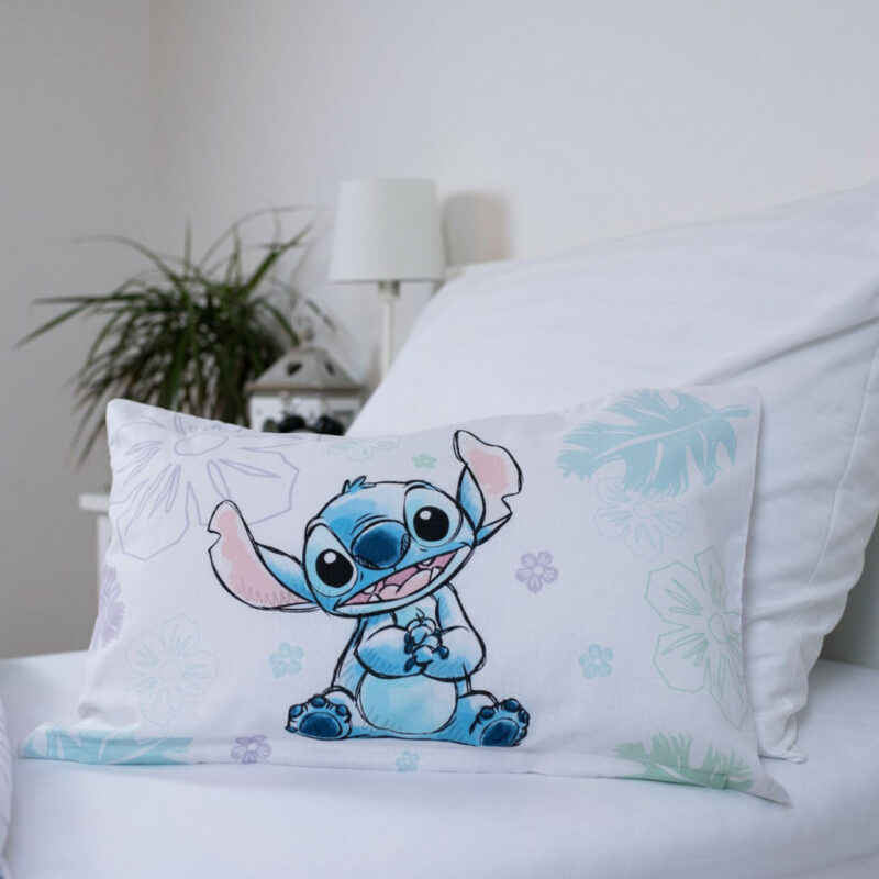 Disney Lilo and Stitch Ohana White Βρεφικό Βαμβακερό Σετ Παπλωματοθήκης 2 Τεμαχίων 100×135 και 40×60 cm 5899555