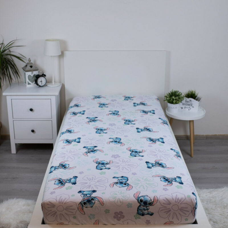 Disney Lilo and Stitch Ohana White παιδικό σεντόνι μονό με λάστιχο 90×200 cm 5881513