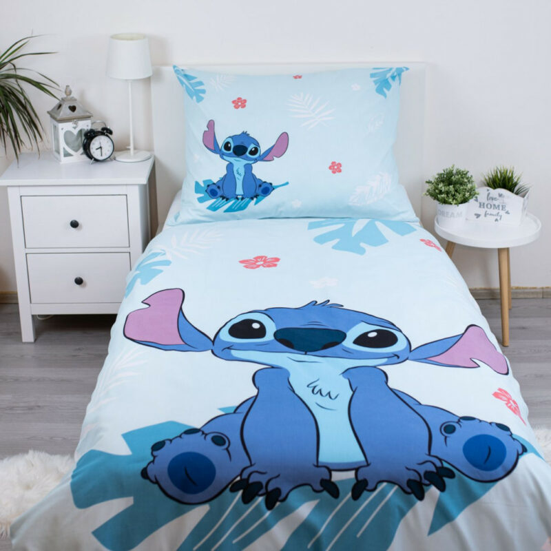 Disney Lilo and Stitch Blue Σετ Μονή Παπλωματοθήκη Βαμβακερή 2 Τεμαχίων 140×200 και 70×90 cm 5881484