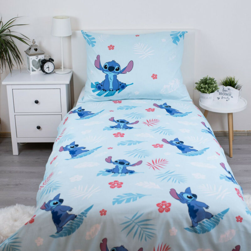 Disney Lilo and Stitch Blue Σετ Μονή Παπλωματοθήκη Βαμβακερή 2 Τεμαχίων 140×200 και 70×90 cm 5881485