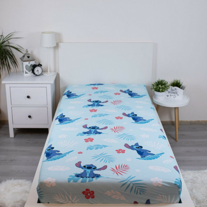Disney Lilo and Stitch Blue παιδικό σεντόνι μονό με λάστιχο 90×200 cm 5899783