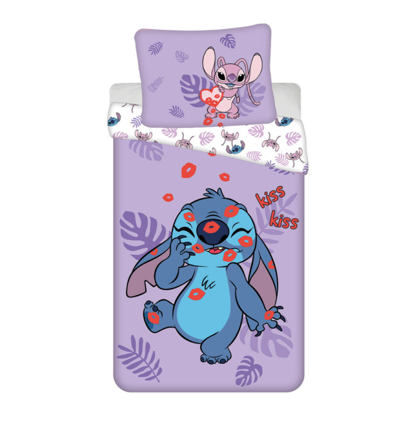 Disney Lilo and Stitch Kiss Σετ Μονή Παπλωματοθήκη Βαμβακερή 2 Τεμαχίων 140×200 και 70×90 cm 5899163