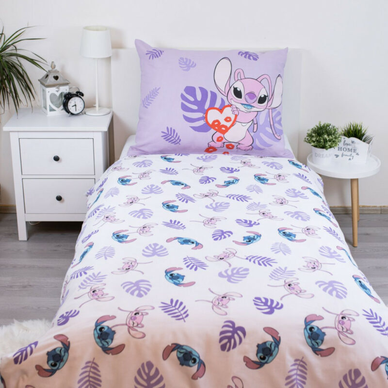 Disney Lilo and Stitch Kiss Σετ Μονή Παπλωματοθήκη Βαμβακερή 2 Τεμαχίων 140×200 και 70×90 cm 5899165