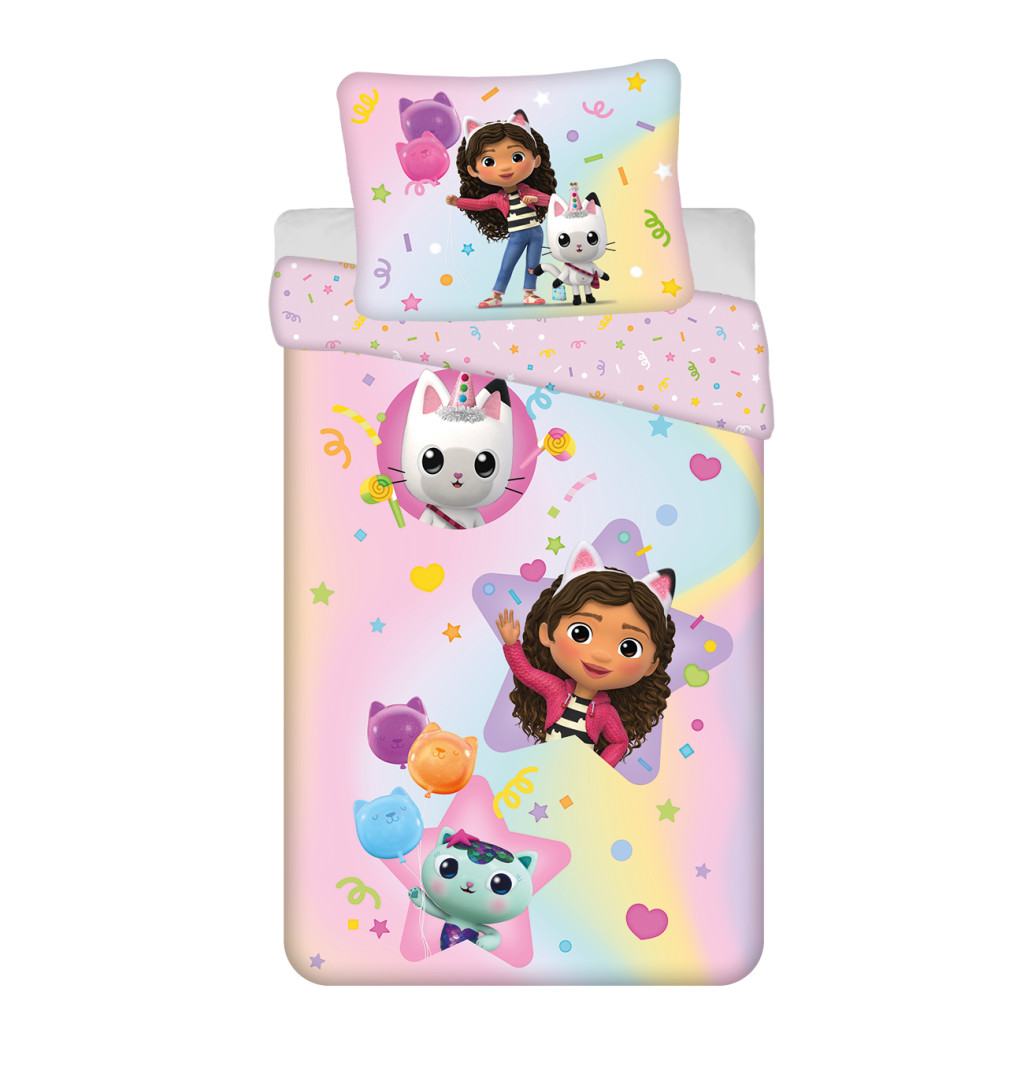 Gabby's Dollhouse Rainbow Σετ Μονή Παπλωματοθήκη Βαμβακερή 2 Τεμαχίων 140×200 και 70×90 cm