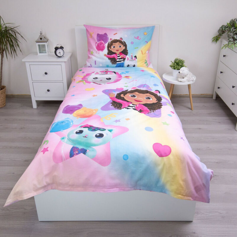 Gabby’s Dollhouse Rainbow Σετ Μονή Παπλωματοθήκη Βαμβακερή 2 Τεμαχίων 140×200 και 70×90 cm 5899227