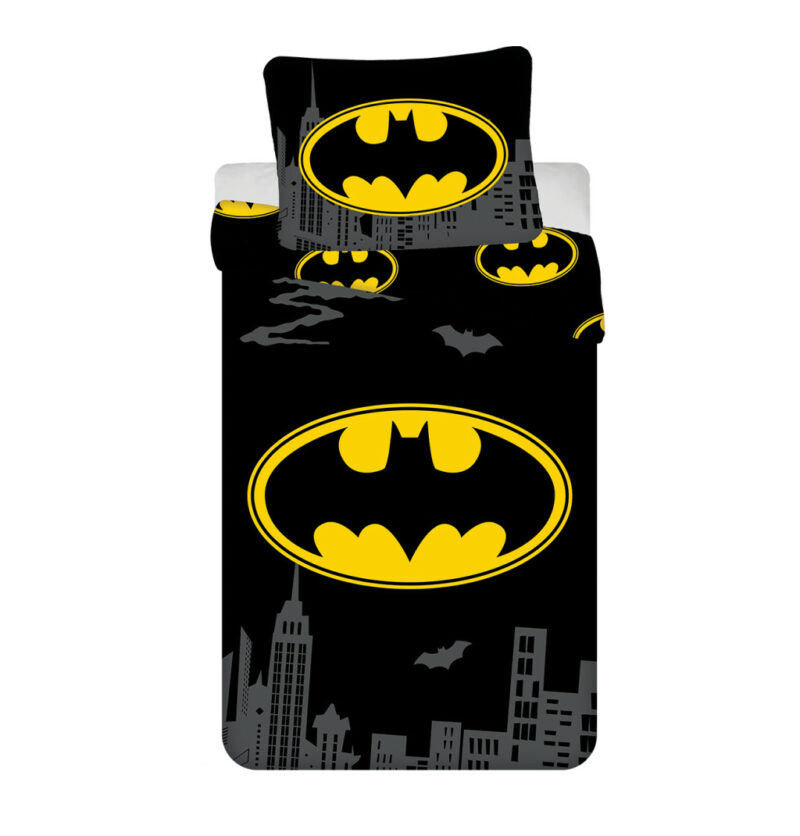 Batman The Emblem Σετ Μονή Παπλωματοθήκη Βαμβακερή 2 Τεμαχίων 140×200 και 70×90 cm 5899101