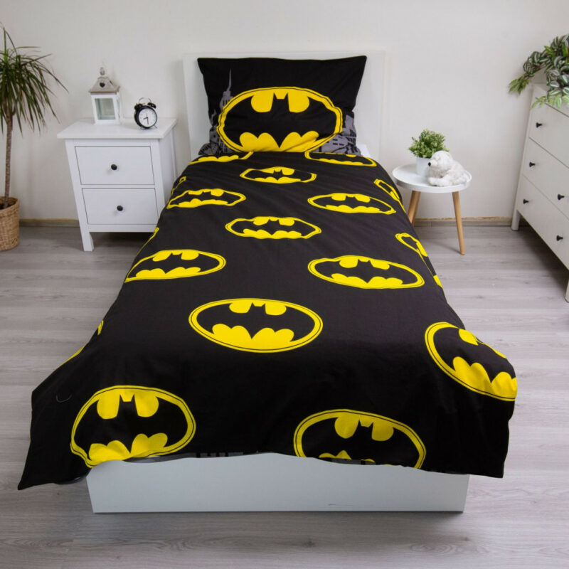 Batman The Emblem Σετ Μονή Παπλωματοθήκη Βαμβακερή 2 Τεμαχίων 140×200 και 70×90 cm 5899105