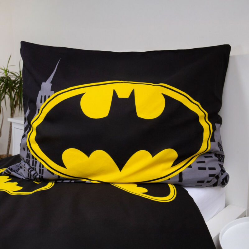 Batman The Emblem Σετ Μονή Παπλωματοθήκη Βαμβακερή 2 Τεμαχίων 140×200 και 70×90 cm 5899106