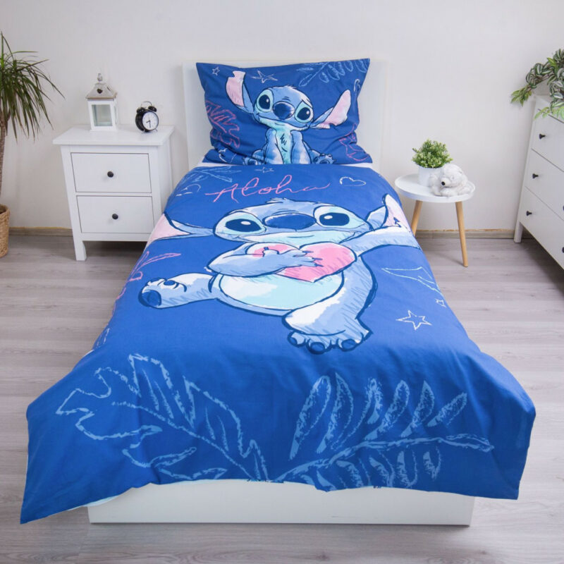 Disney Lilo and Stitch Aloha Blue Σετ Μονή Παπλωματοθήκη Βαμβακερή 2 Τεμαχίων 140×200 και 70×90 cm 5886502
