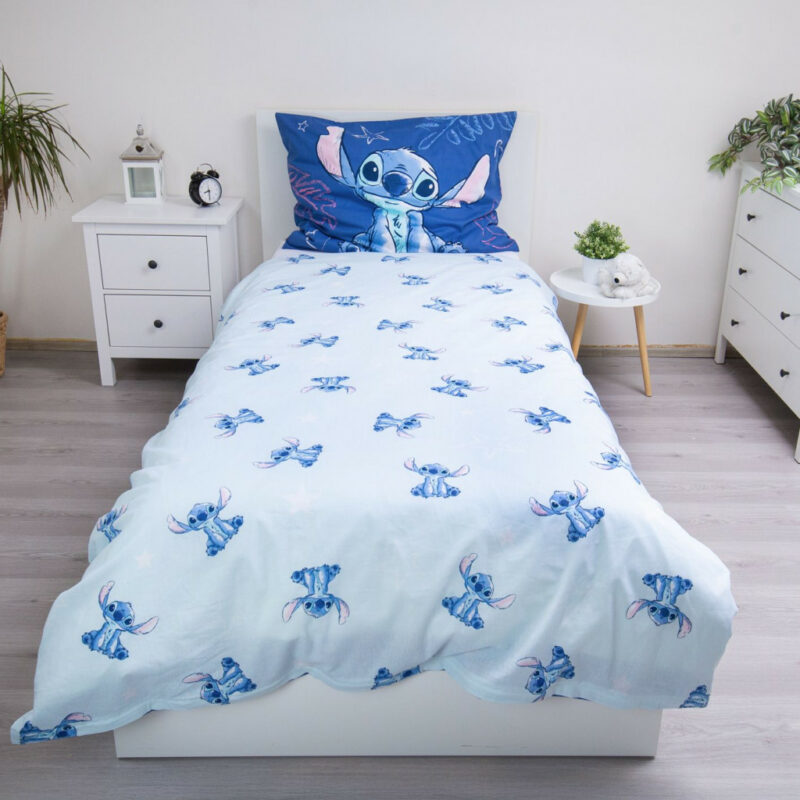 Disney Lilo and Stitch Aloha Blue Σετ Μονή Παπλωματοθήκη Βαμβακερή 2 Τεμαχίων 140×200 και 70×90 cm 5886503