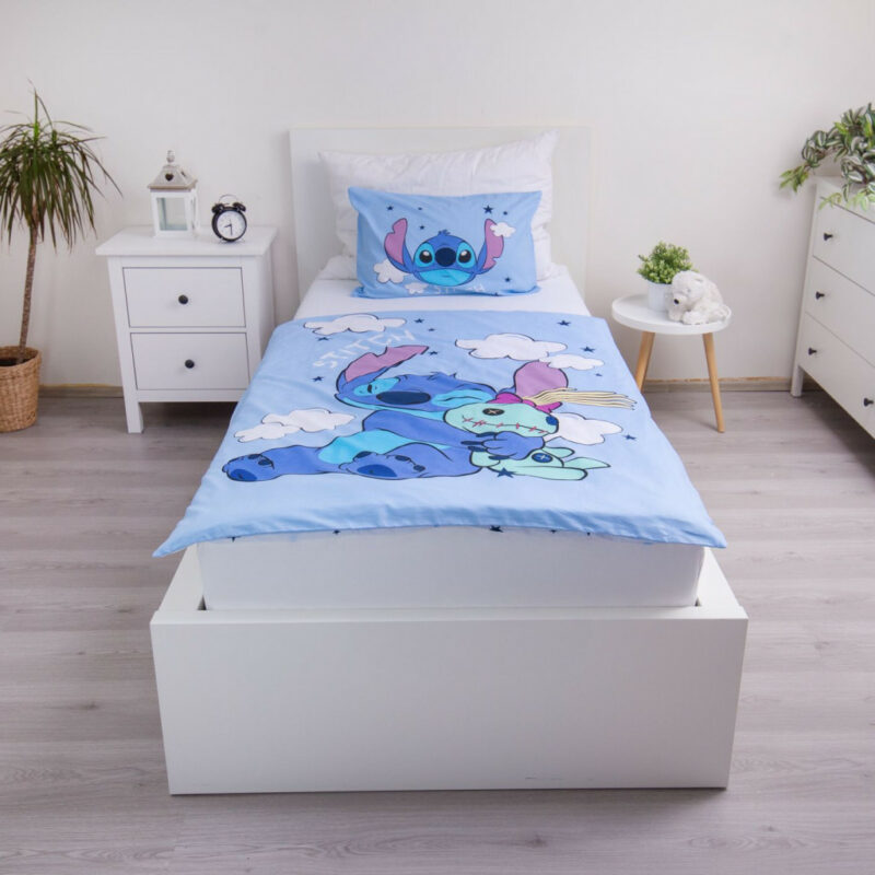Disney Lilo and Stitch Clouds Βρεφικό Βαμβακερό Σετ Παπλωματοθήκης 2 Τεμαχίων 100×135 και 40×60 cm 5899526