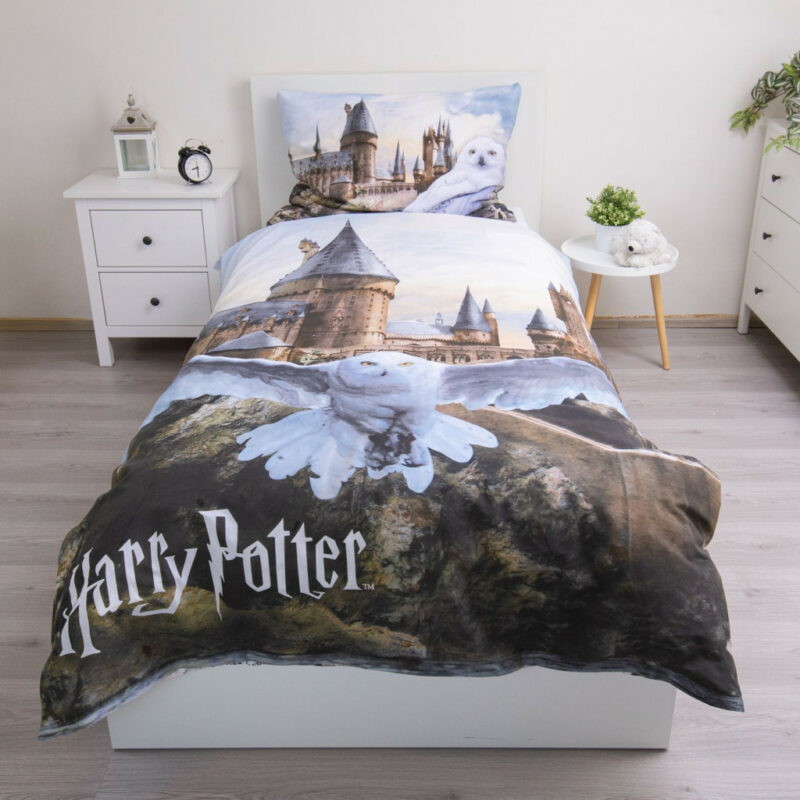 Harry Potter Hedwig Fly Σετ Μονή Παπλωματοθήκη Βαμβακερή 2 Τεμαχίων 140×200 και 70×90 cm 5905507