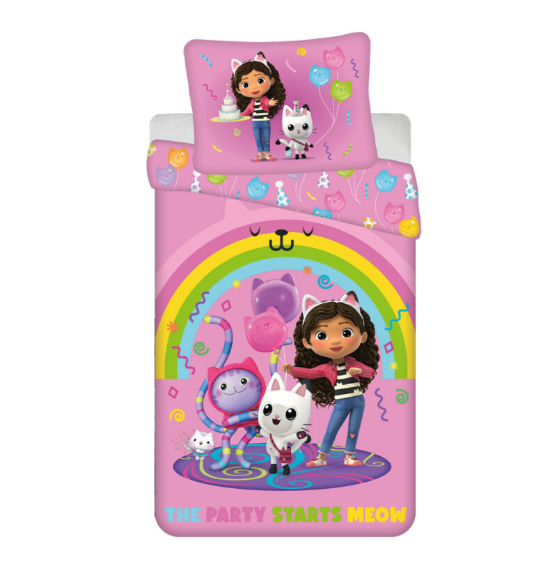 Gabby’s Dollhouse Rainbow Party Σετ Μονή Παπλωματοθήκη Polycotton 2 Τεμαχίων 140×200 και 70×90 cm 5899232