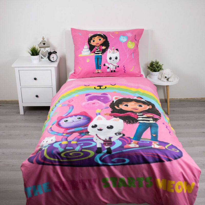 Gabby’s Dollhouse Rainbow Party Σετ Μονή Παπλωματοθήκη Polycotton 2 Τεμαχίων 140×200 και 70×90 cm 5899233