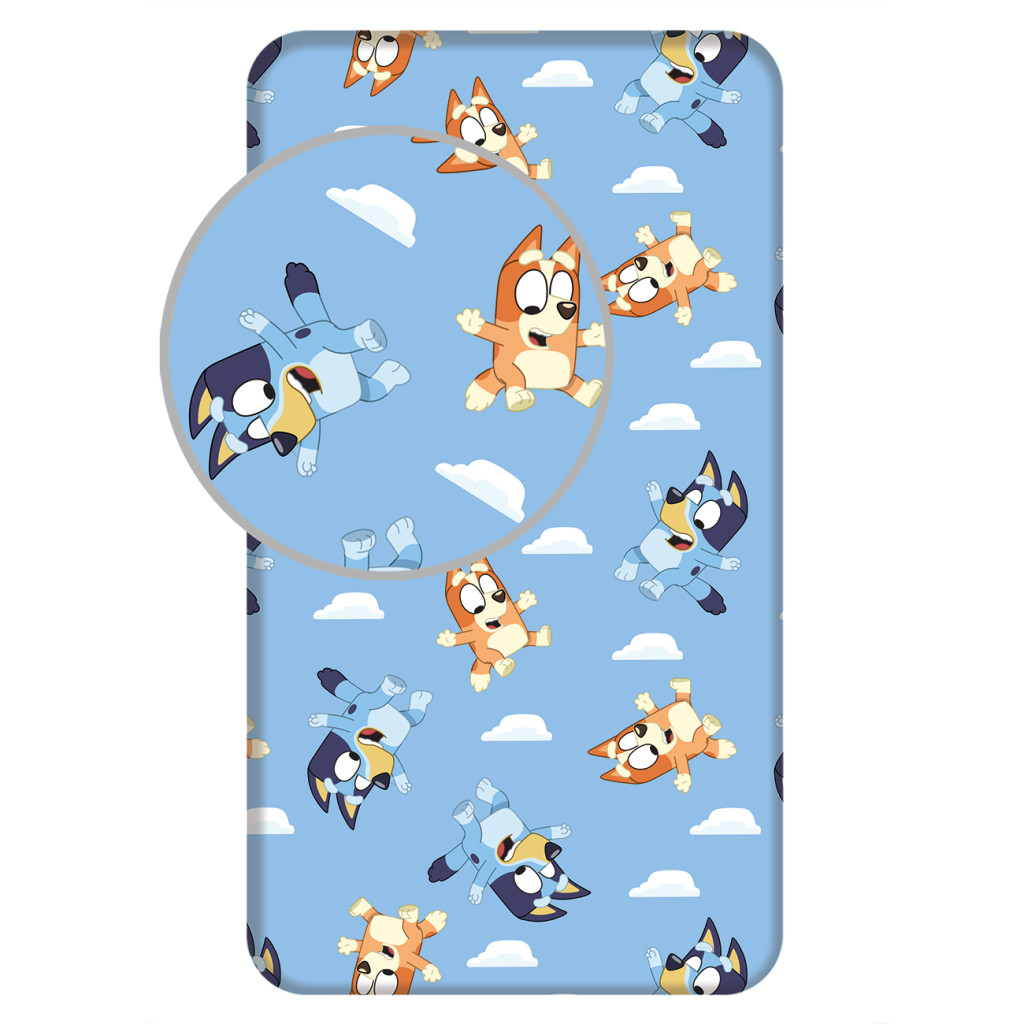 Bluey Clouds παιδικό μονό σεντόνι με λάστιχο 90x200 cm 100% Βαμβάκι