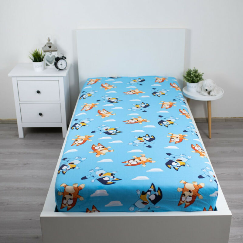 Bluey Clouds παιδικό μονό σεντόνι με λάστιχο 90×200 cm 100% Βαμβάκι 5891923