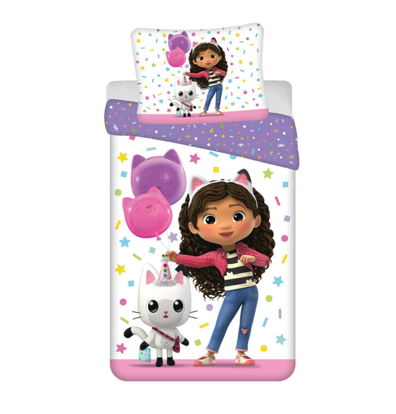 Gabby’s Dollhouse Confetti Σετ Μονή Παπλωματοθήκη Βαμβακερή 2 Τεμαχίων 140×200 και 70×90 cm 5893328