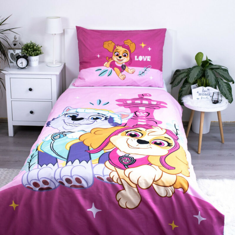 Paw Patrol Pink Love Σετ Μονή Παπλωματοθήκη Polycotton 2 Τεμαχίων 140×200 και 70×90 cm 5873935