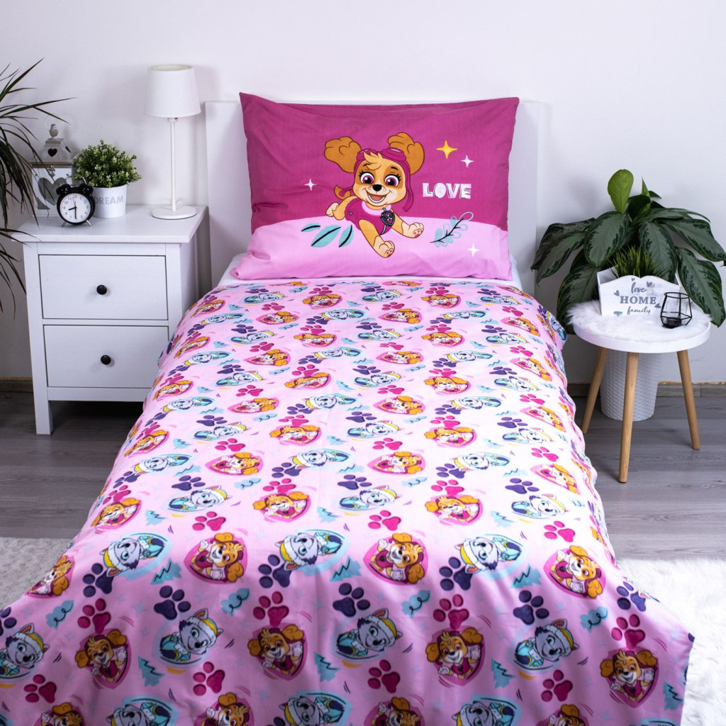 Paw Patrol Pink Love Σετ Μονή Παπλωματοθήκη Polycotton 2 Τεμαχίων 140×200 και 70×90 cm