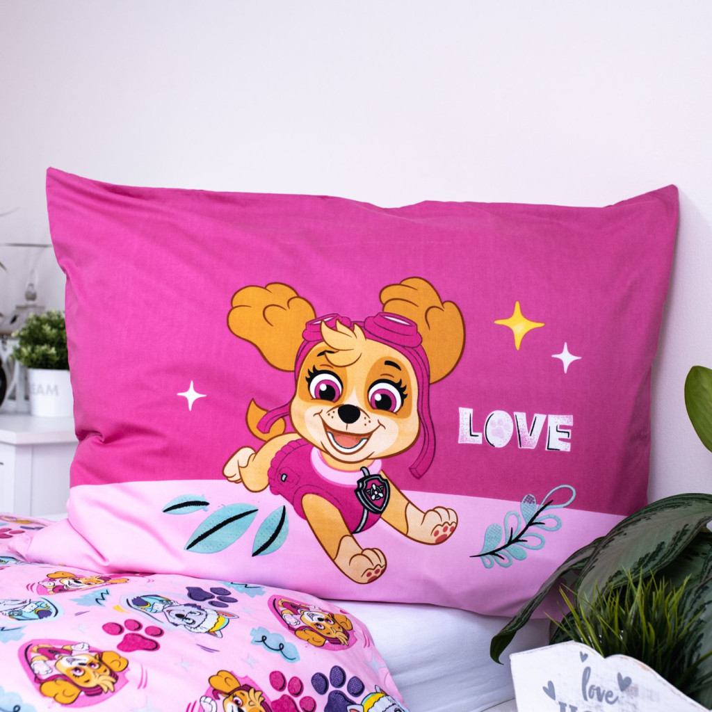 Paw Patrol Pink Love Σετ Μονή Παπλωματοθήκη Polycotton 2 Τεμαχίων 140×200 και 70×90 cm