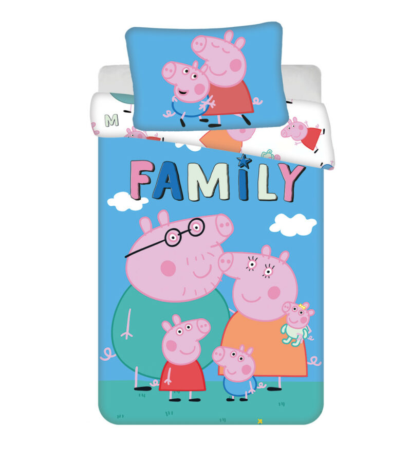 Peppa Pig Big Pig Family Βρεφικό Βαμβακερό Σετ Παπλωματοθήκης 2 Τεμαχίων 100×135 και 40×60 cm 5899676