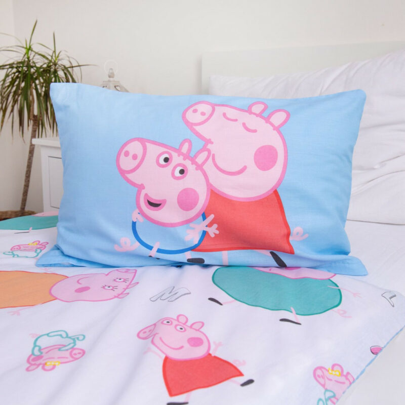 Peppa Pig Big Pig Family Βρεφικό Βαμβακερό Σετ Παπλωματοθήκης 2 Τεμαχίων 100×135 και 40×60 cm 5899679