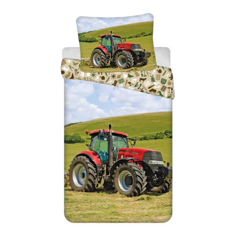Tractor Red Σετ Μονή Παπλωματοθήκη Βαμβακερή 2 Τεμαχίων 140×200 και 70×90 cm 5899378