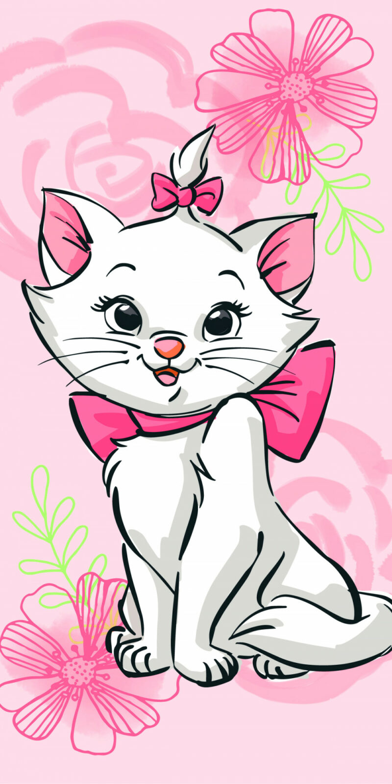 Disney Marie Pink Flower Πετσέτα Μπάνιου & Θαλάσσης 100% Βαμβάκι 70×140 cm 5898230