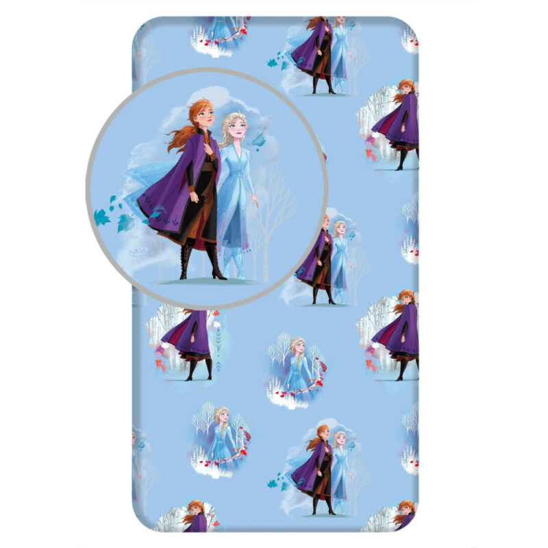 Disney Frozen Μπλε Φύλλα παιδικό σεντόνι μονό με λάστιχο 90×200 cm 5879543