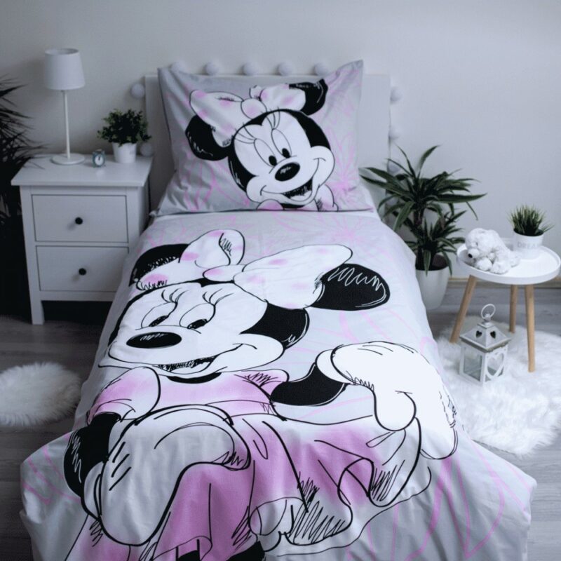 Disney Minnie Beautiful Σετ Μονή Παπλωματοθήκη Βαμβακερή 2 Τεμαχίων 140×200 και 70×90 cm 5893323