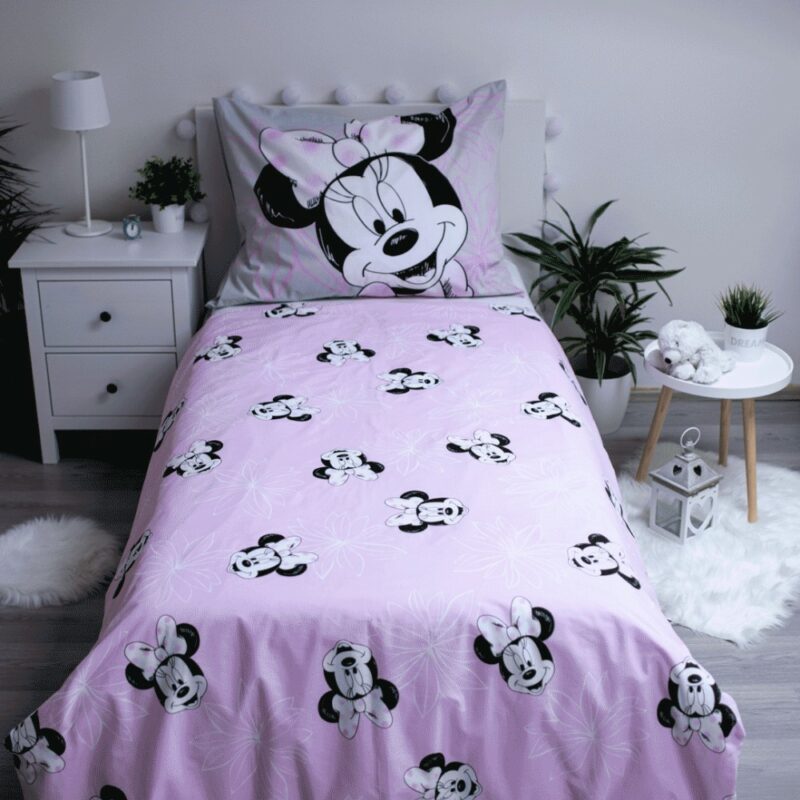 Disney Minnie Beautiful Σετ Μονή Παπλωματοθήκη Βαμβακερή 2 Τεμαχίων 140×200 και 70×90 cm 5893324