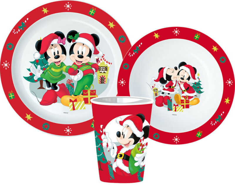 Disney Minnie and Mickey Christmas Παιδικό Σετ Φαγητού 3 Τεμαχίων 260 ml Χωρίς BPA 5895243