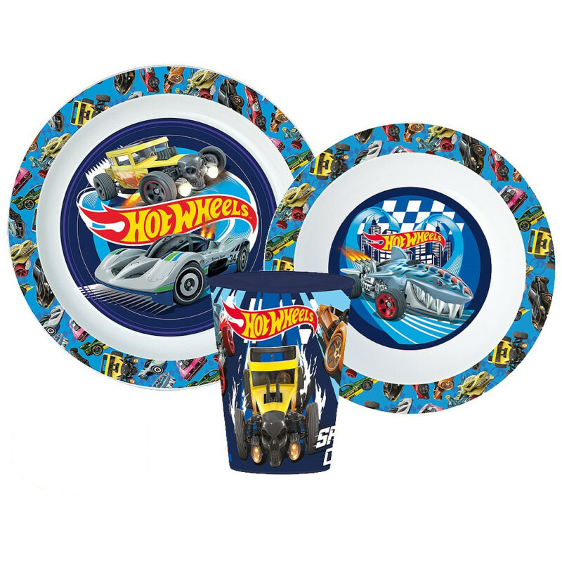Hot Wheels Blue Fire Παιδικό Σετ Φαγητού 3 Τεμαχίων 260 ml Χωρίς BPA 5895271
