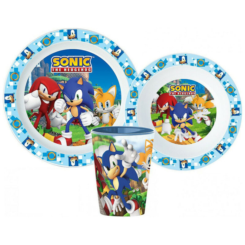 Sonic the Hedgehog Adventure Παιδικό Σετ Φαγητού 3 Τεμαχίων 260 ml Χωρίς BPA 5891572