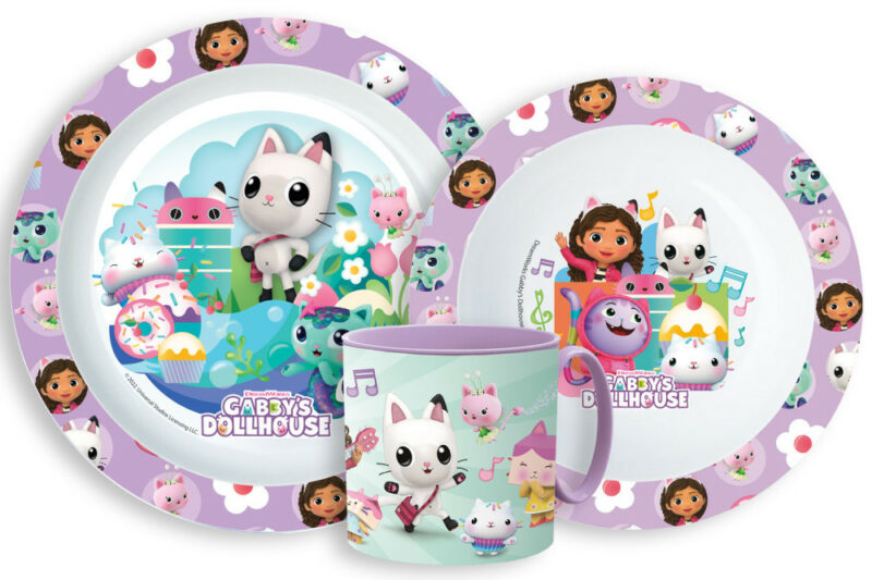 Gabby’s Dollhouse Kitty Magic Παιδικό Σετ Φαγητού 3 Τεμαχίων 265 ml Χωρίς BPA 5886231