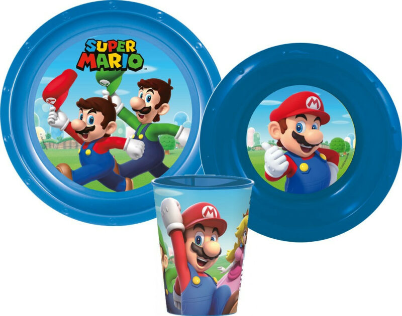 Super Mario Mushroom Kingdom Παιδικό Σετ Φαγητού 3 Τεμαχίων 260 ml Χωρίς BPA 5895361