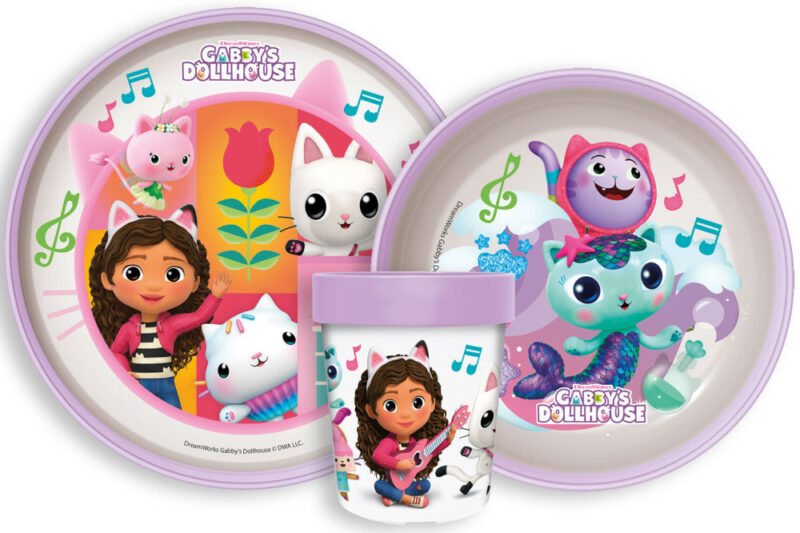 Gabby’s Dollhouse Wonderland Παιδικό Σετ Φαγητού 3 Τεμαχίων 260 ml Χωρίς BPA 5895257