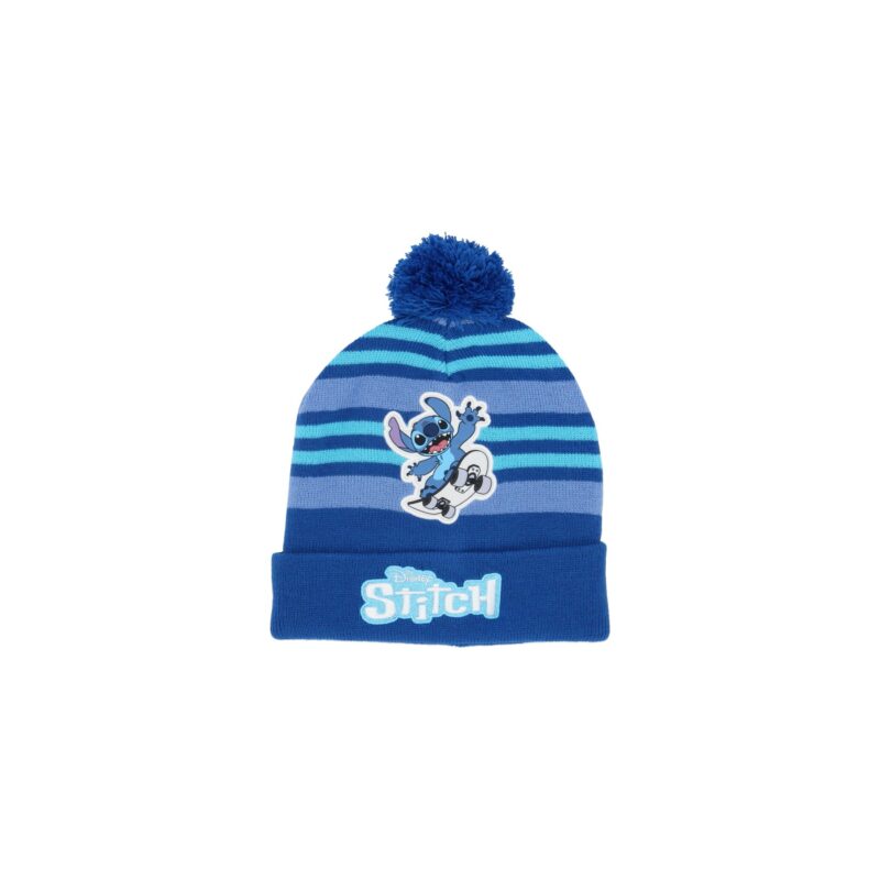 Disney Lilo and Stitch Παιδικό Σκουφάκι με Κέντημα και Φούντα Μπλε 5957999