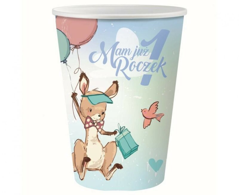 Kangaroo Kangaroo First Birthday Παιδικά Χάρτινα Ποτήρια Πάρτι Σετ 6 Τεμαχίων μιας Χρήσης 270 ml 5891846